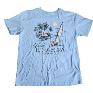 Hollister Visit Bora Bora Graphic T-Shirt‎ Vacation Island Souvenir Tee S